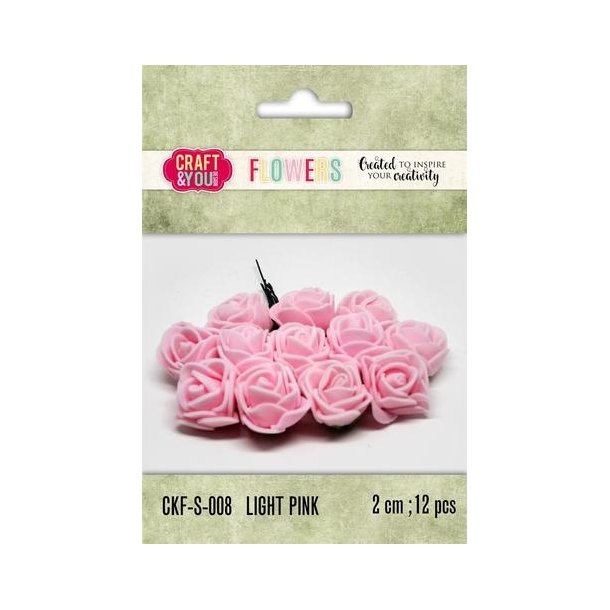  Pink roser 2cm 12 stk