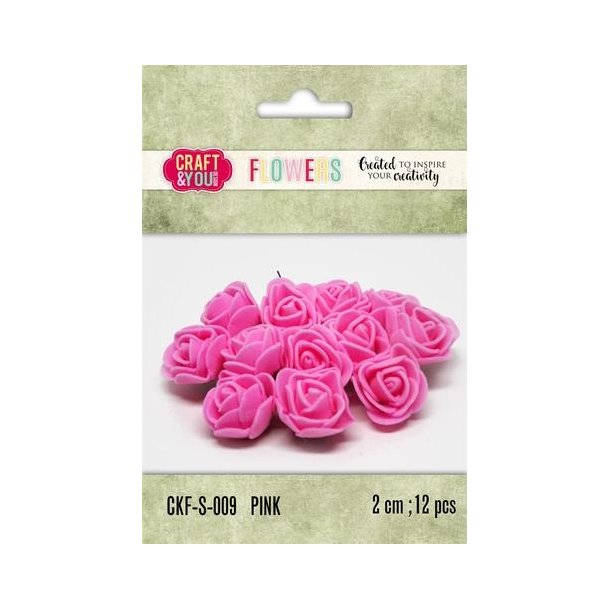  Pink roser 2 cm 12 stk