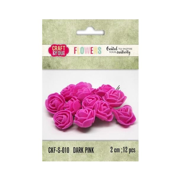  M�rk pink roser 2cm 12 stk