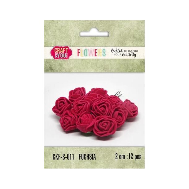  Fuchsia roser 2cm 12 stk