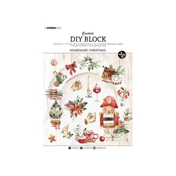Studio Light DIY block Homemade christmas A4 12 udstandsede ark-20 m�nsterpapir