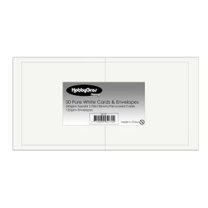Kort og kuverter Pure white 50s�t 135x135mm Kort 240g Kuvert 120g