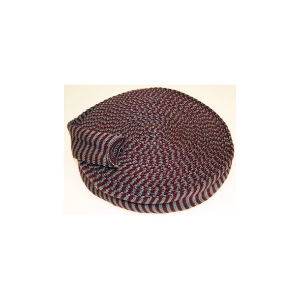 Vinr�d-brunmeleret 1cm stribet tubestrik 1m